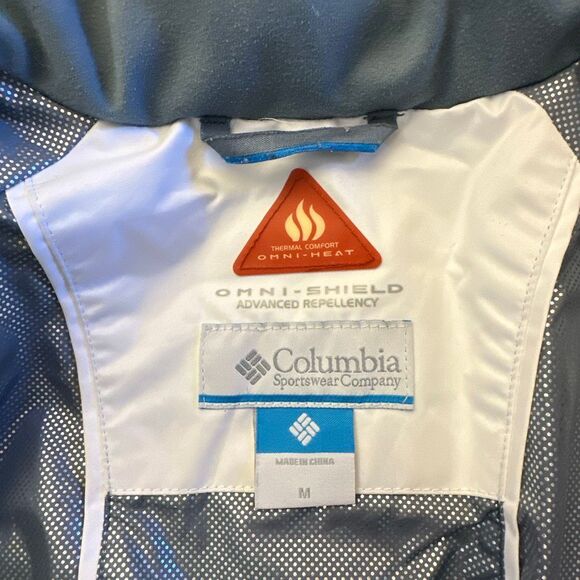 Columbia Jacket Womens Medium White Omni Shield  Hood Full zip Puffer READ - Picture 11 of 14